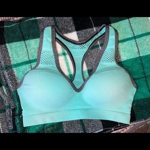Blue and grey push up bra